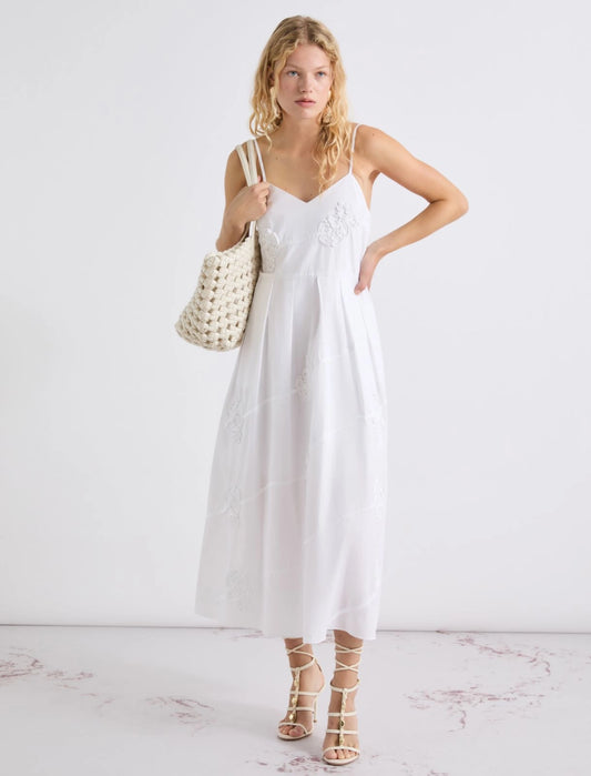 Embroidered poplin dress - WHITE - 25 Bell Street