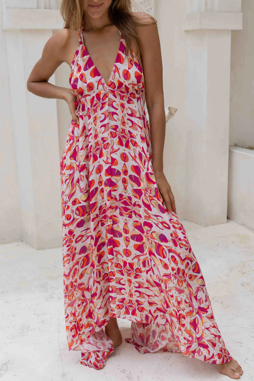 FLORAL FUSION SILK IBIZA DRESS - 25 Bell Street