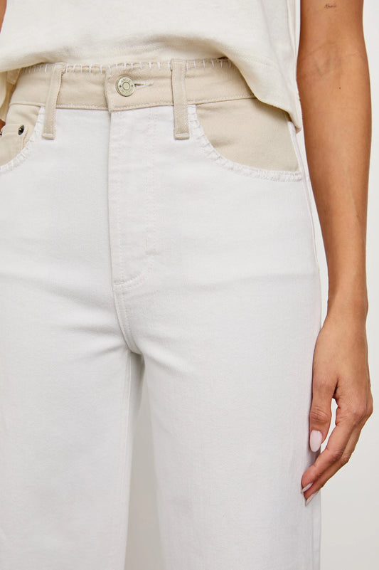 Getty Crop Wide Leg - Crema Embroidered