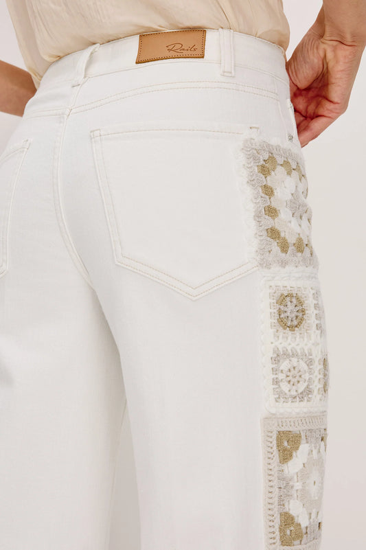 Getty Crop Wide Leg - Vintage Ecru Crochet