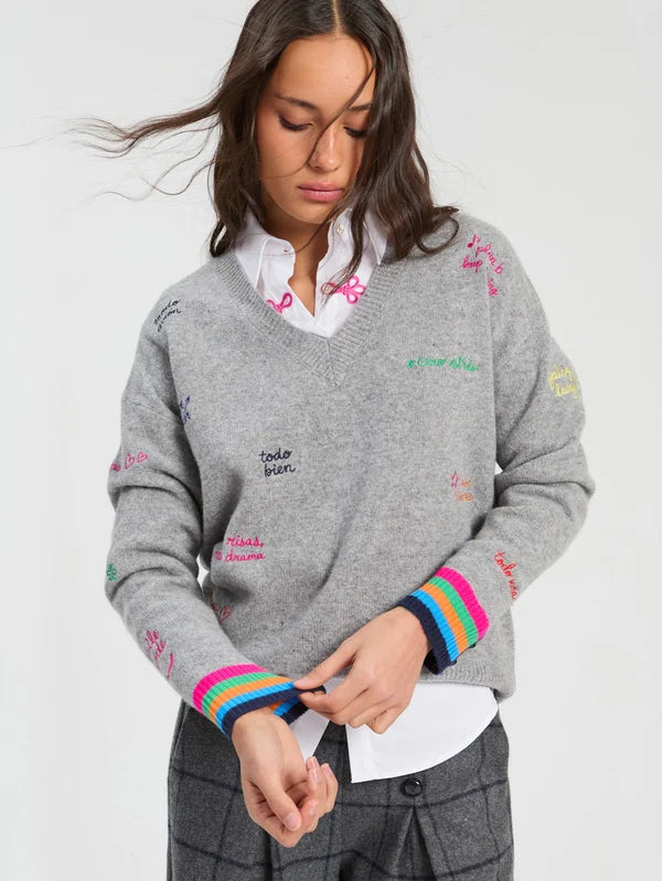 GRAY WORDS SWEATER