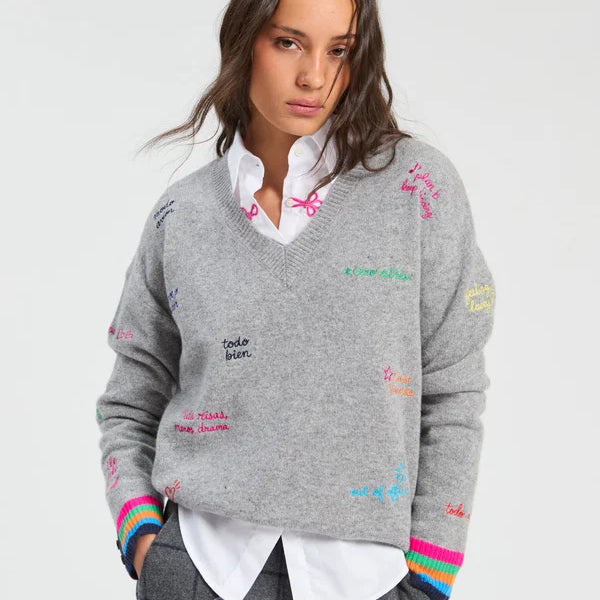 GRAY WORDS SWEATER