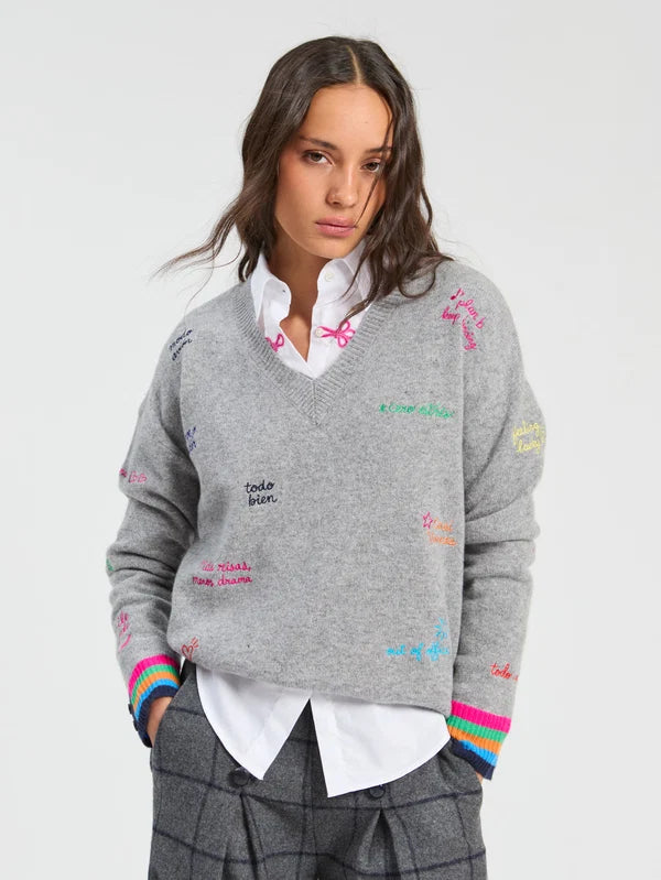 GRAY WORDS SWEATER