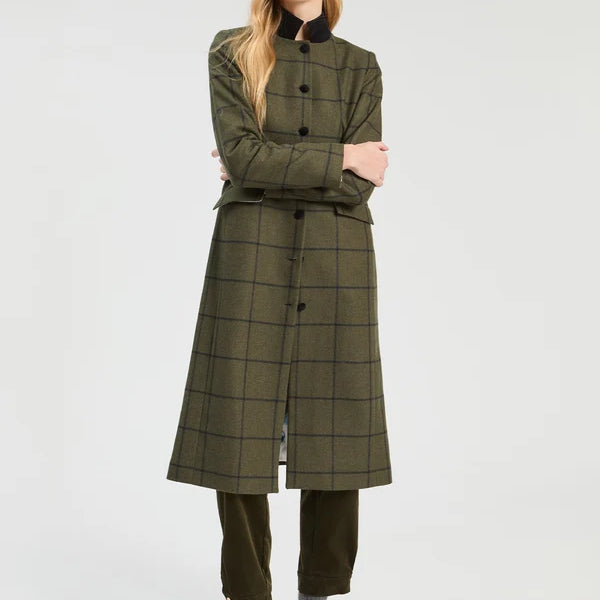 GREEN AND BLACK PLAID COAT