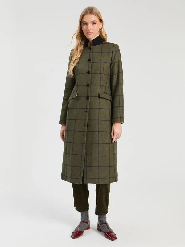 GREEN AND BLACK PLAID COAT
