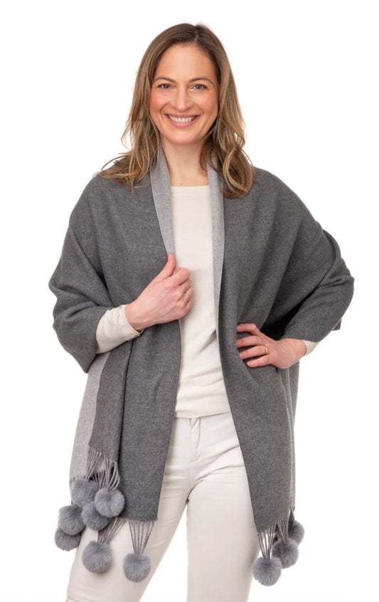 Anna Two-Tone Wrap - Dark and Light Grey