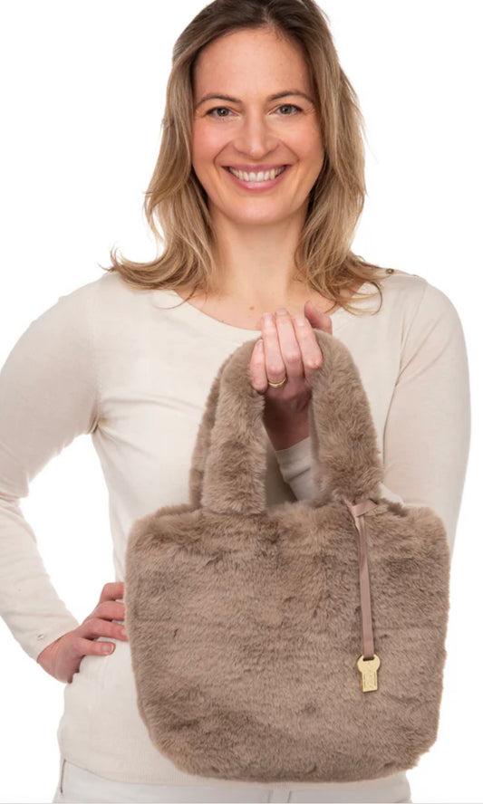 Benedetta Mocha Faux Fur Tote