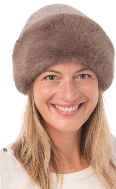 Clementina Mocha Faux Fur Beanie