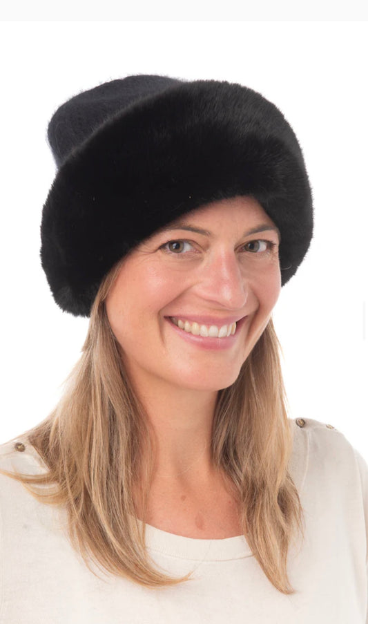 Clementina Black Faux Fur Beanie
