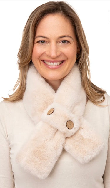 Karina Grey Faux Fur Tippet With Button Detail