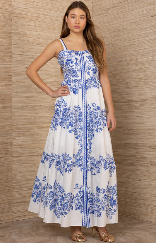 Jream Cotton Poplin Maxi Dress - Blue - 25 Bell Street