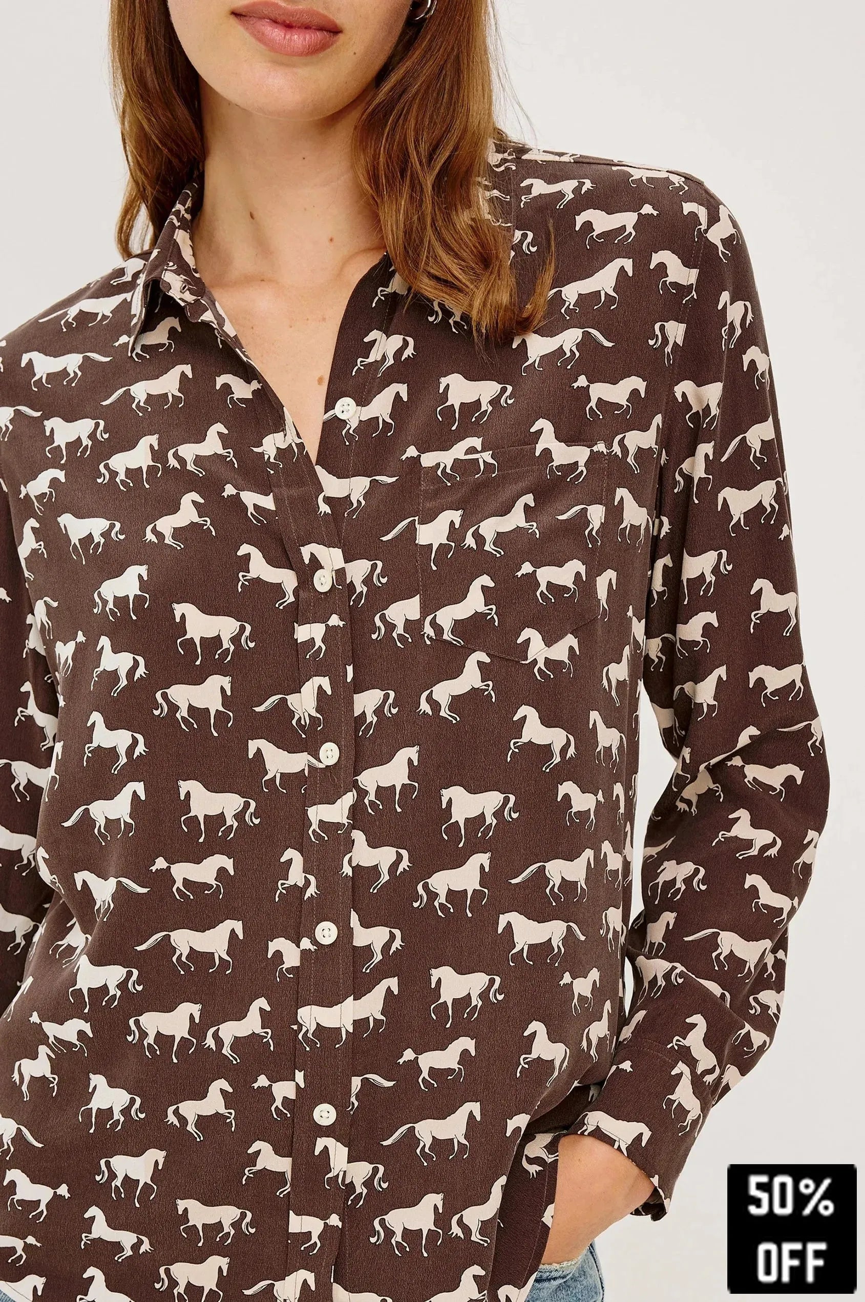 Kate shirt Ivory Horses - 25 Bell Street