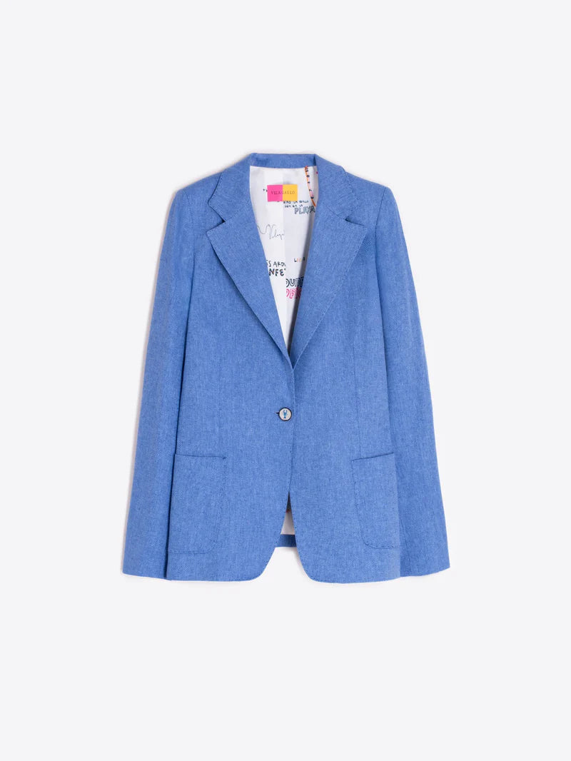 LIGHT BLUE HERRINGBONE JACKET - 25 Bell Street