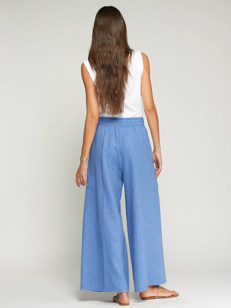 LIGHT BLUE HERRINGBONE PLEATED TROUSERS - 25 Bell Street