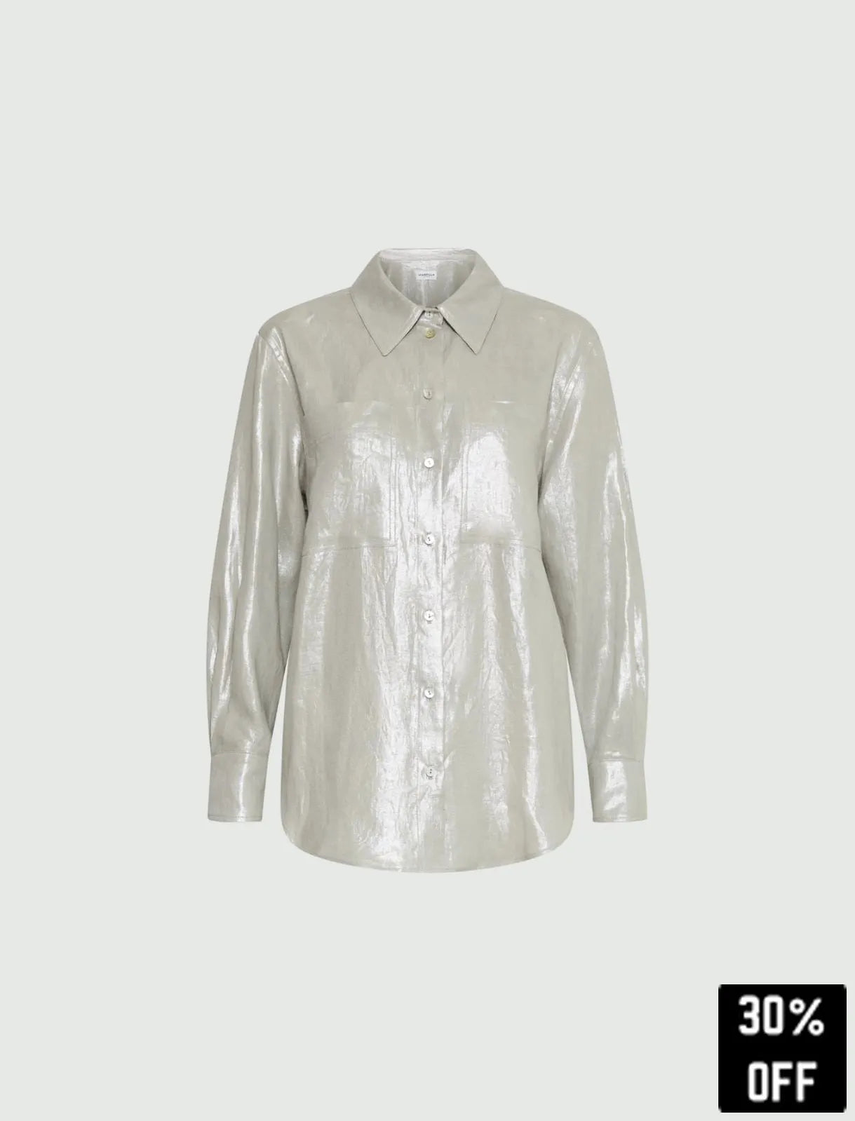 Laminated linen shirt - Light grey - 25 Bell Street