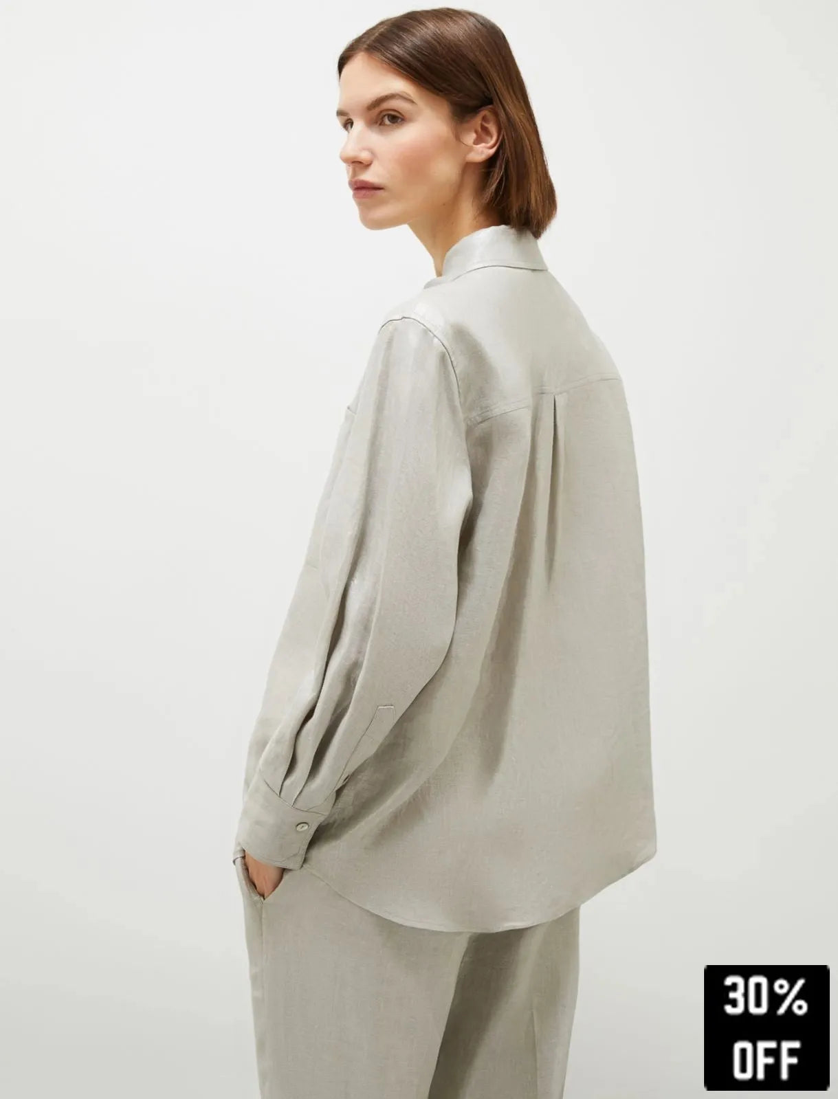 Laminated linen shirt - Light grey - 25 Bell Street