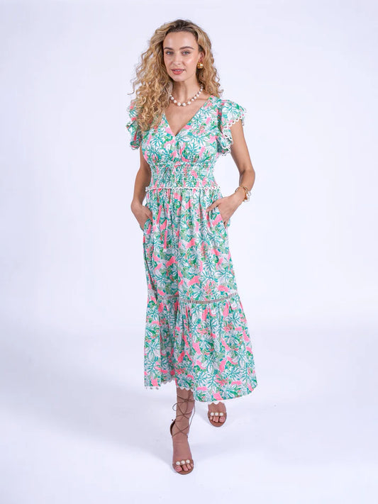 'MISHA' DRESS IN PINK PARROT