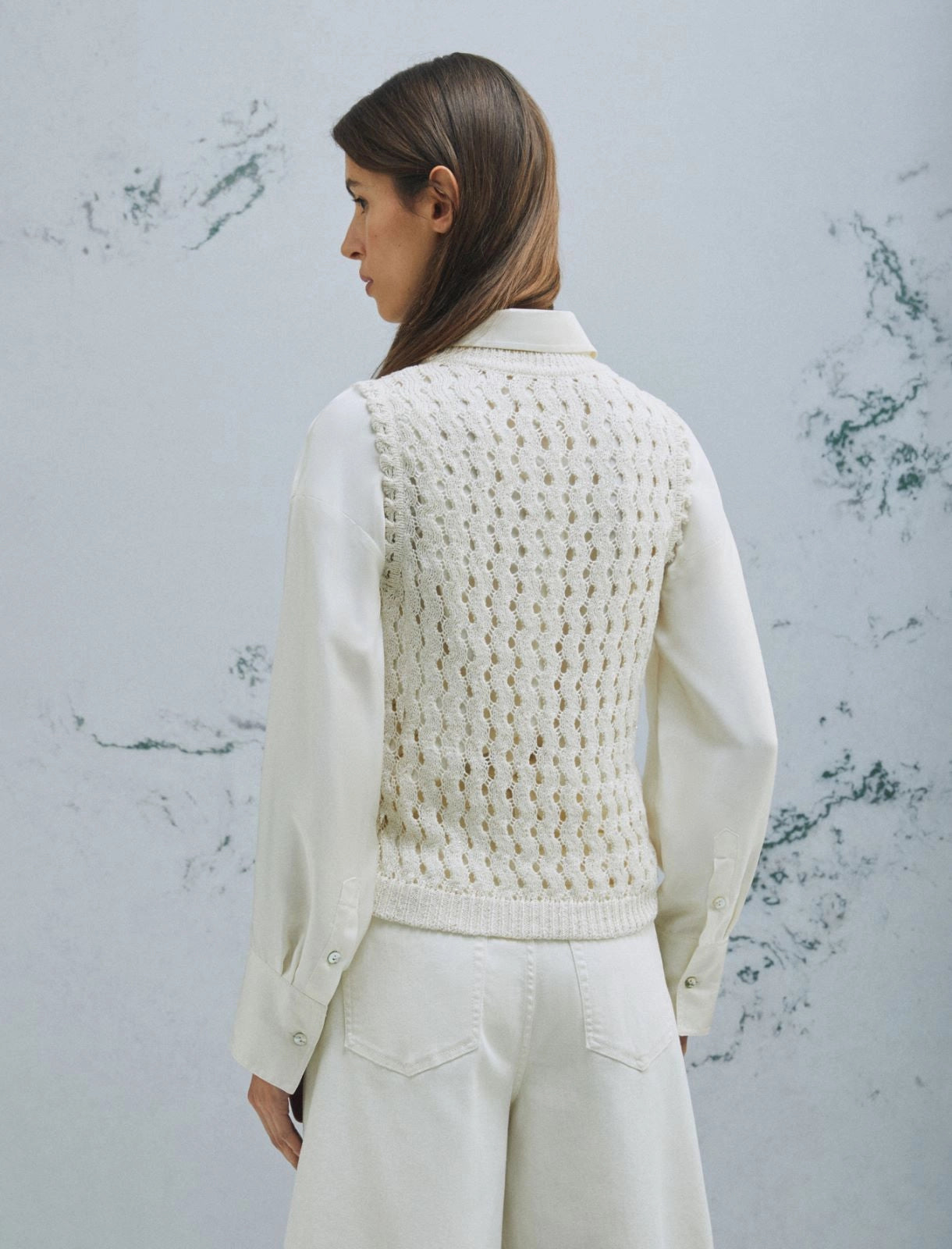 Mouliné cotton top - WOOL WHITE - 25 Bell Street