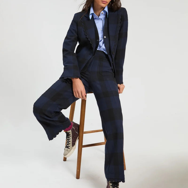 NAVY BLACK GINGHAM JACKET
