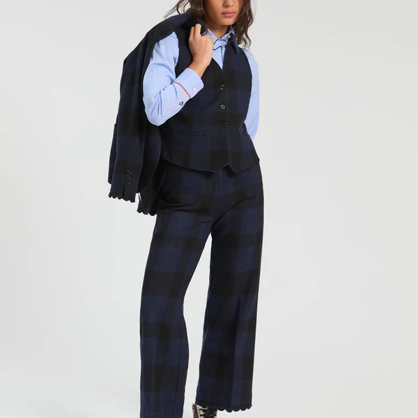 NAVY BLACK GINGHAM TROUSERS