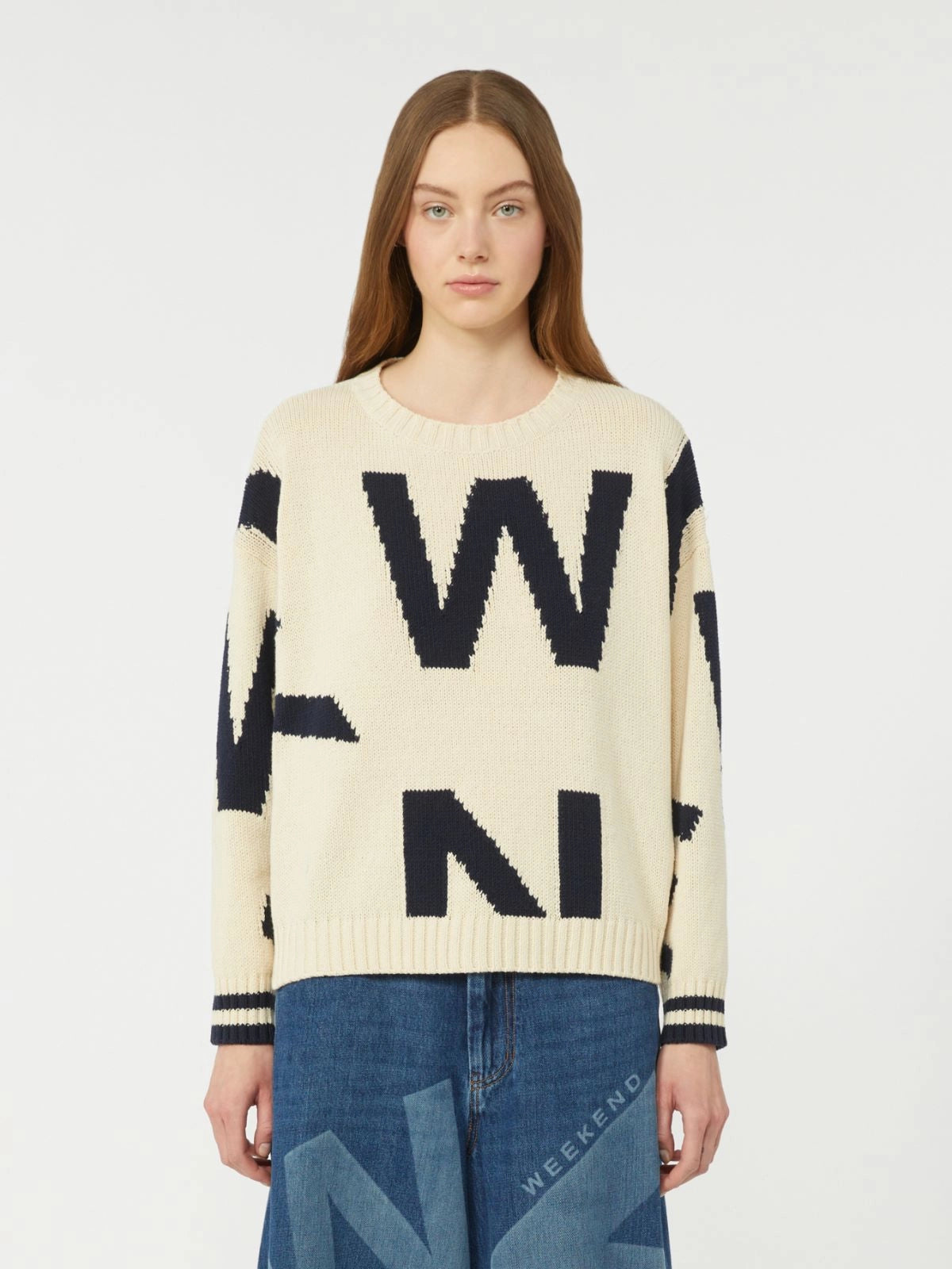 Celebre Patterned cotton crew-neck - NAVY - 25 Bell Street
