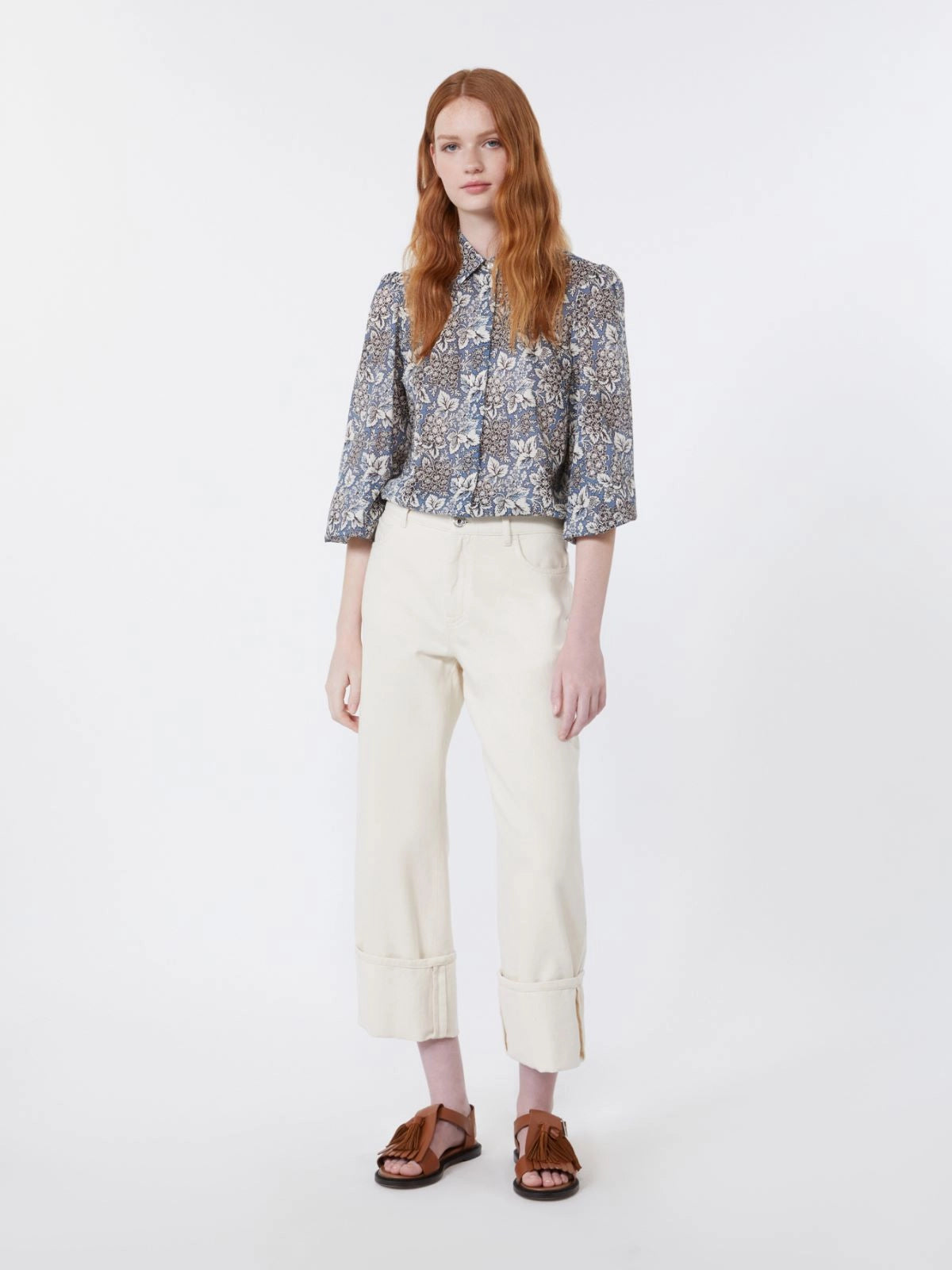 Periodi Printed cotton voile shirt - NAVY - 25 Bell Street