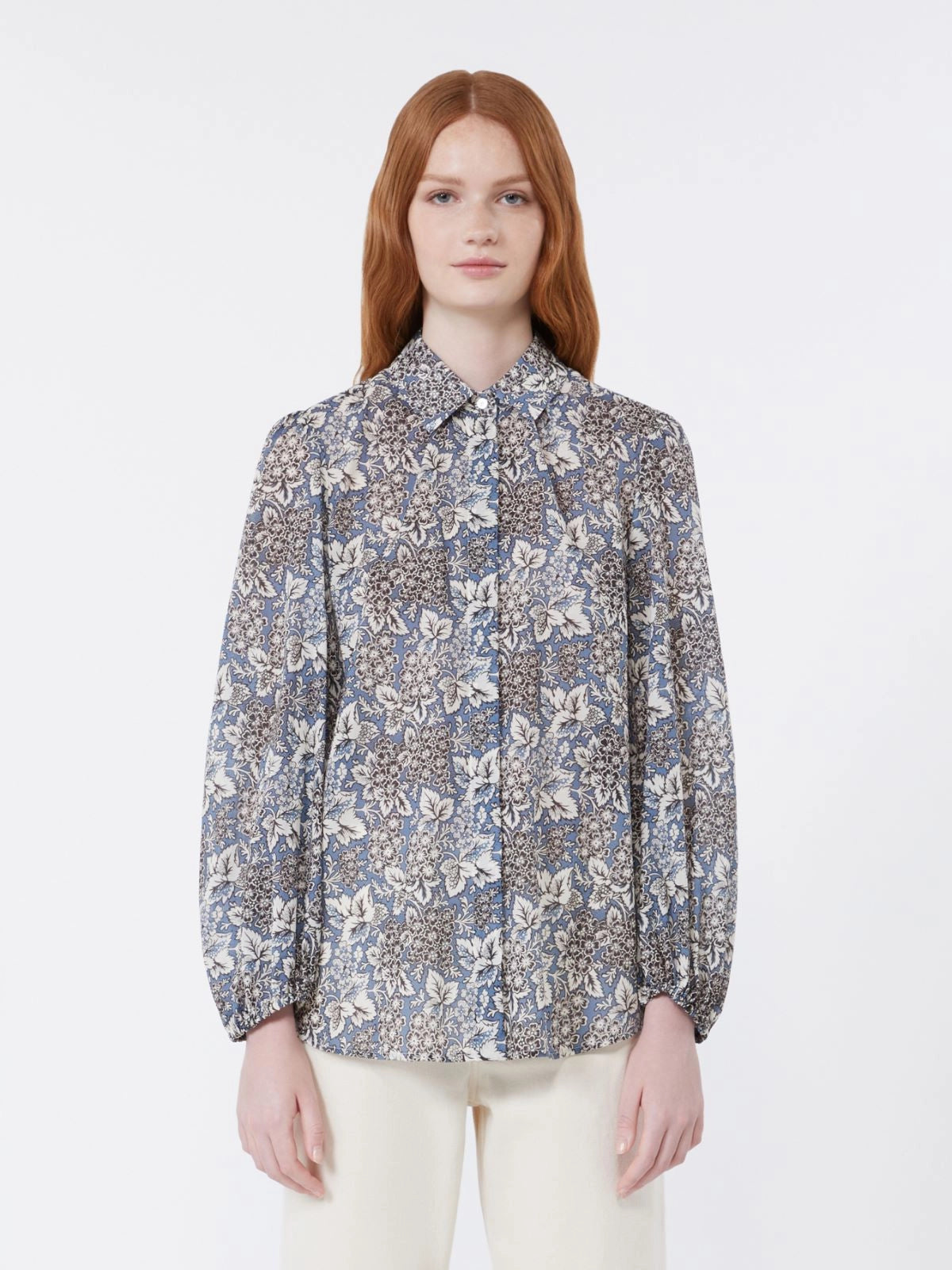 Periodi Printed cotton voile shirt - NAVY - 25 Bell Street