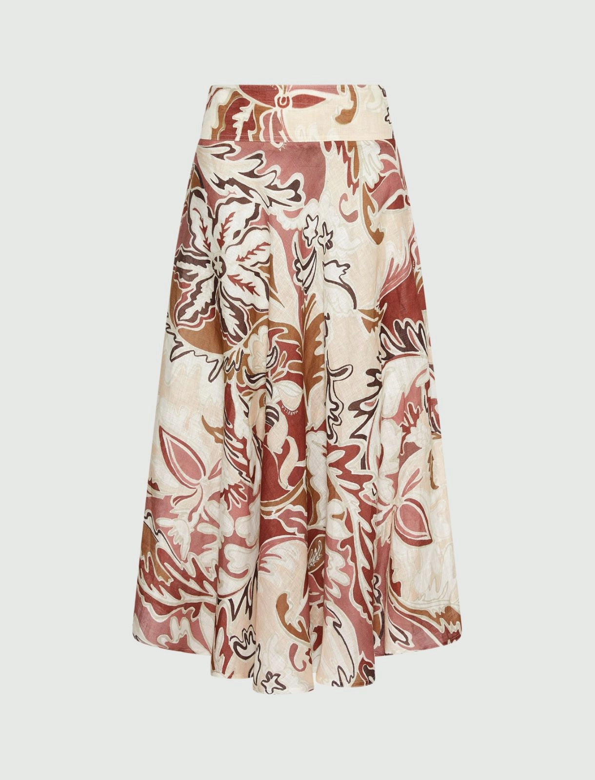 Printed linen skirt - BRICK RED - 25 Bell Street