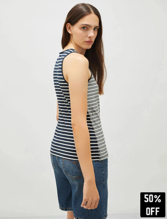 Slim-fit sequin vest top - NAVY - 25 Bell Street