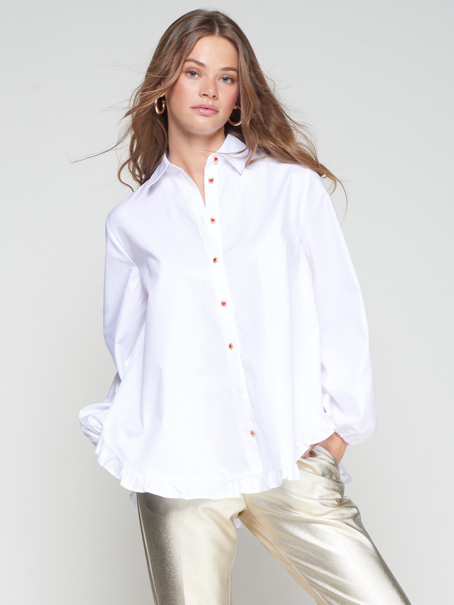 WHITE SHIRT WITH RUFFLED HEM - 25 Bell Street