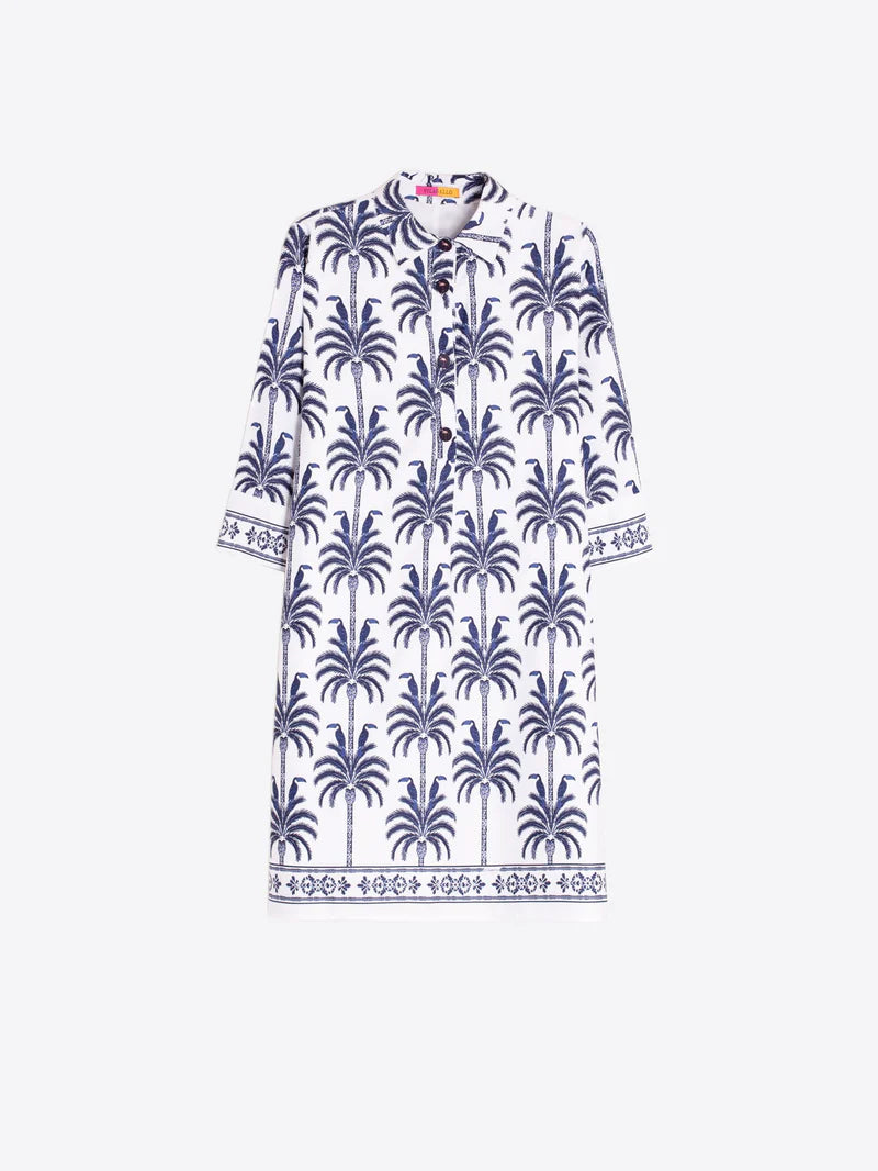 WHITE DRESS WITH TOUCANS AND PALM TREES - 25 Bell Street