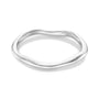Minimalist silver wavy band ring with a polished organic texture.