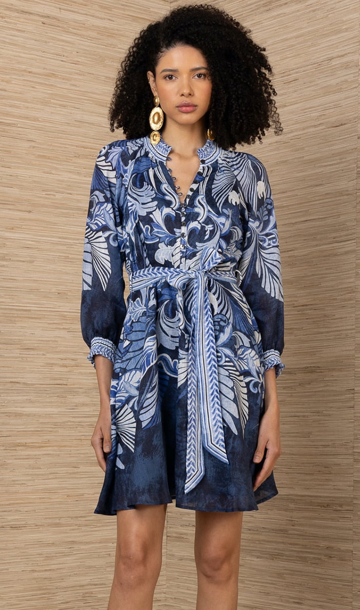 Hale Bob Belize Belted Dress Navy - 25 Bell Street