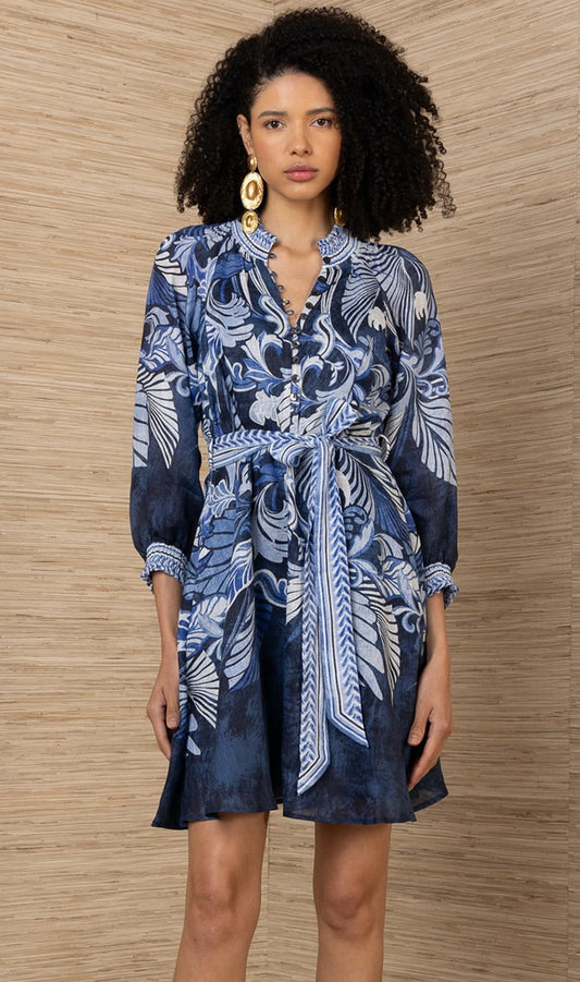 Hale Bob Belize Belted Dress Navy - 25 Bell Street
