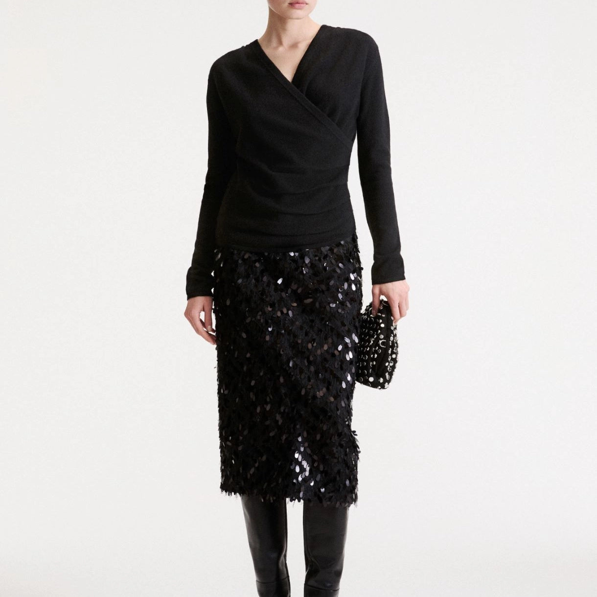 Memore Skirt - Black Sequins